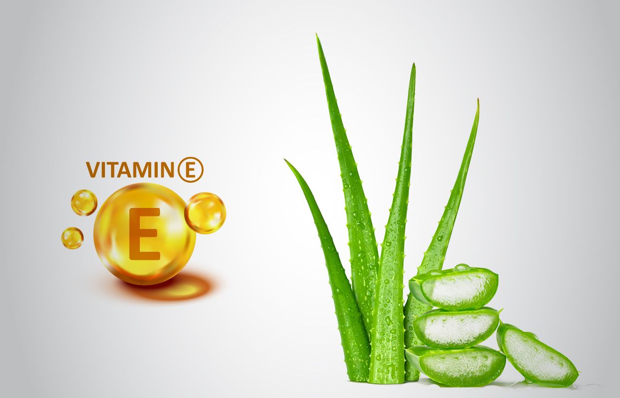 Aloe vera plant and vitamin E