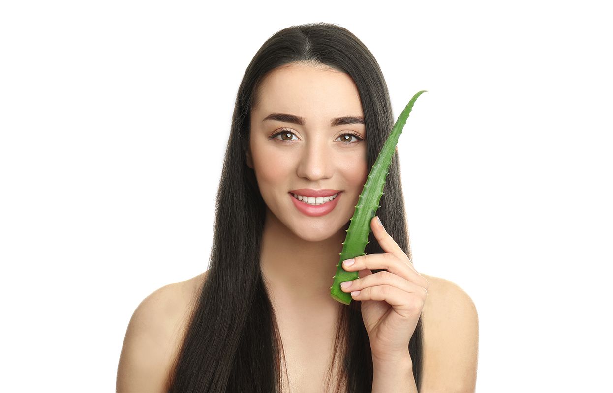 aloe vera, a woman flaunting long hair