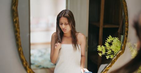 Girl Concerned about her hair