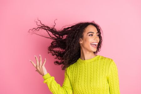 girl with bouncy curly hair