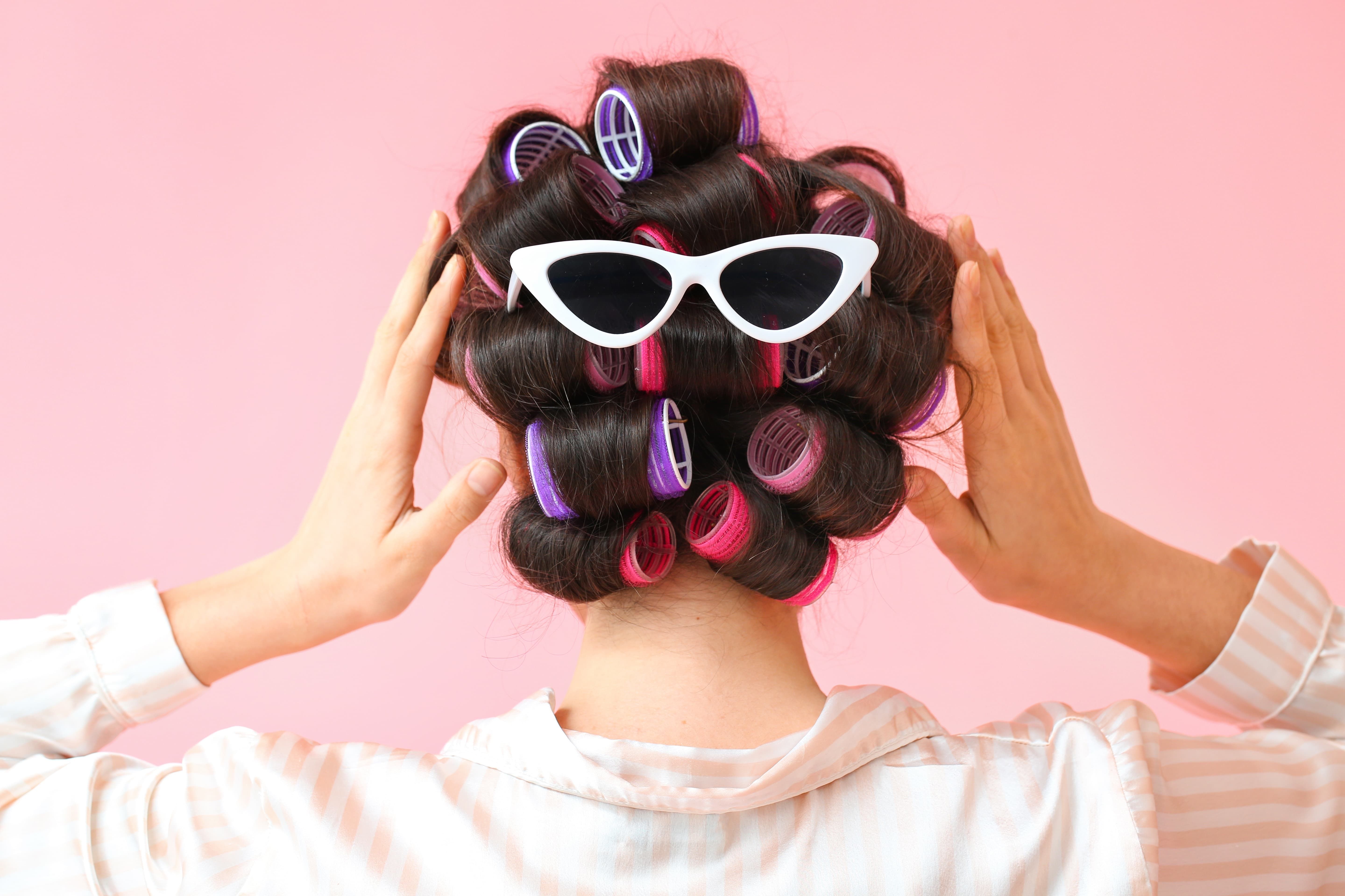  Girl with Heatless Rollers on her Hair