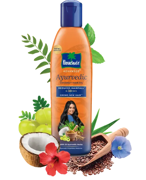 Parachute Advansed Ayurvedic Hair Oil with its ingredients