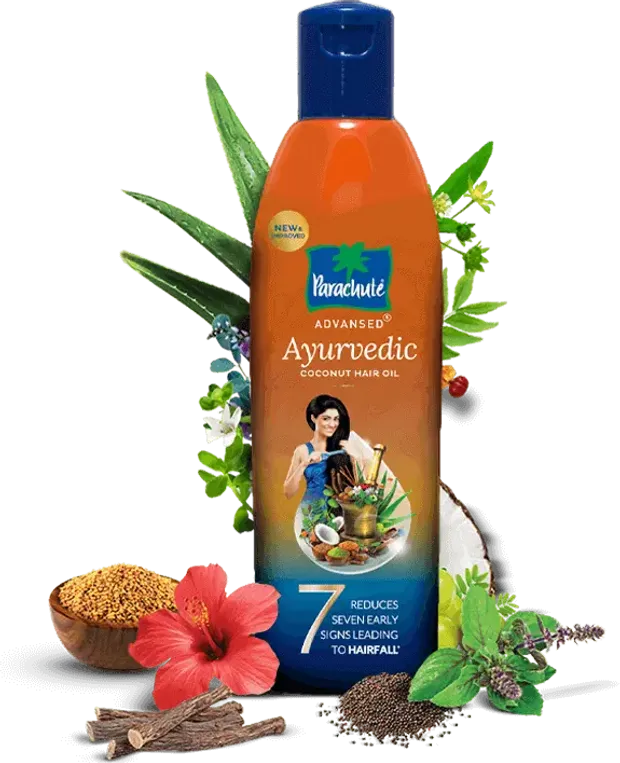 Parachute Advansed Ayurvedic Hair Oil with its ingredients