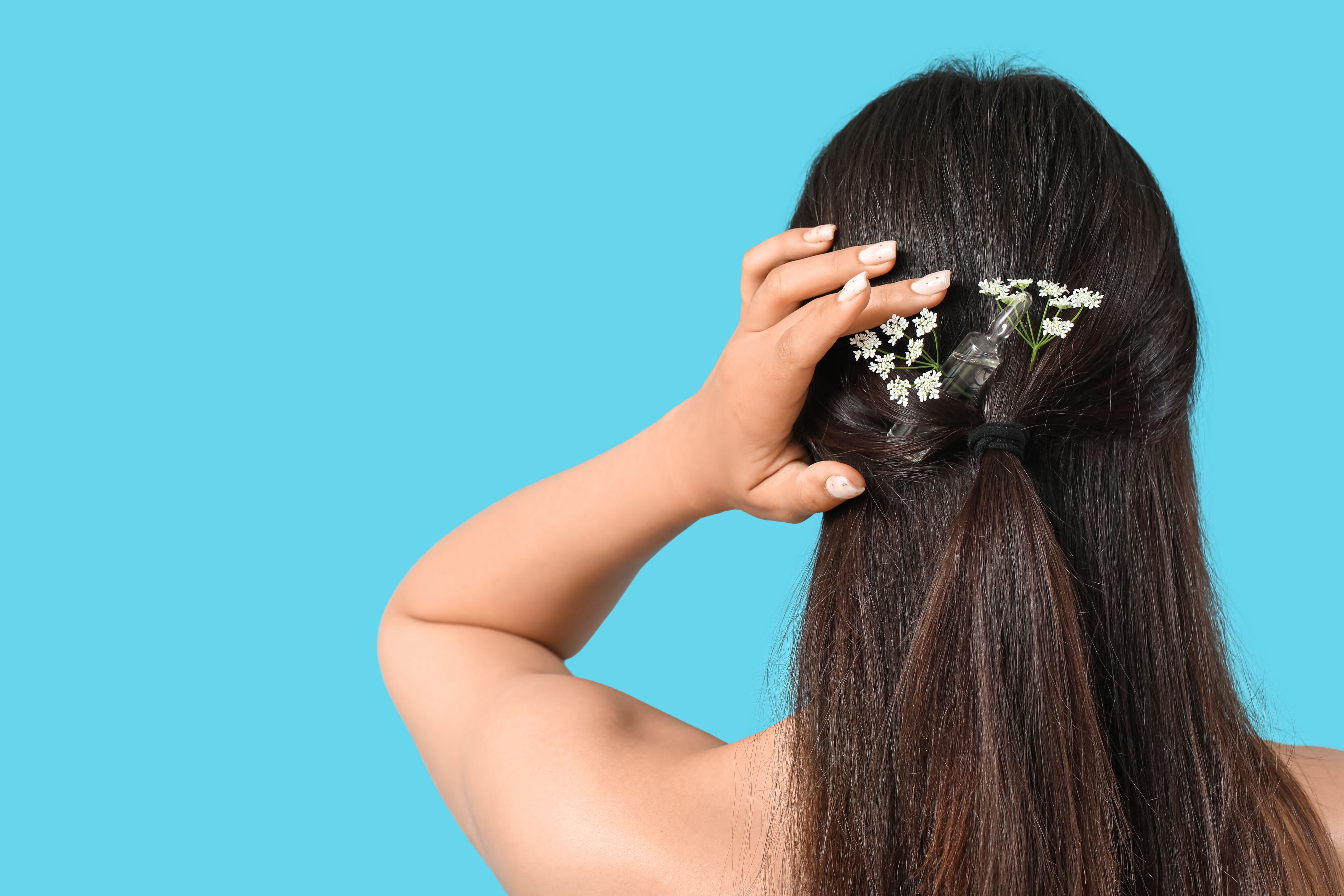  Half-Up Hairdo with Floral Crown Accessory