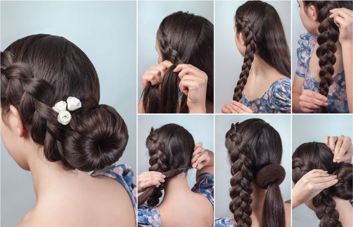 Low Bun With A Side Braid Hair Style