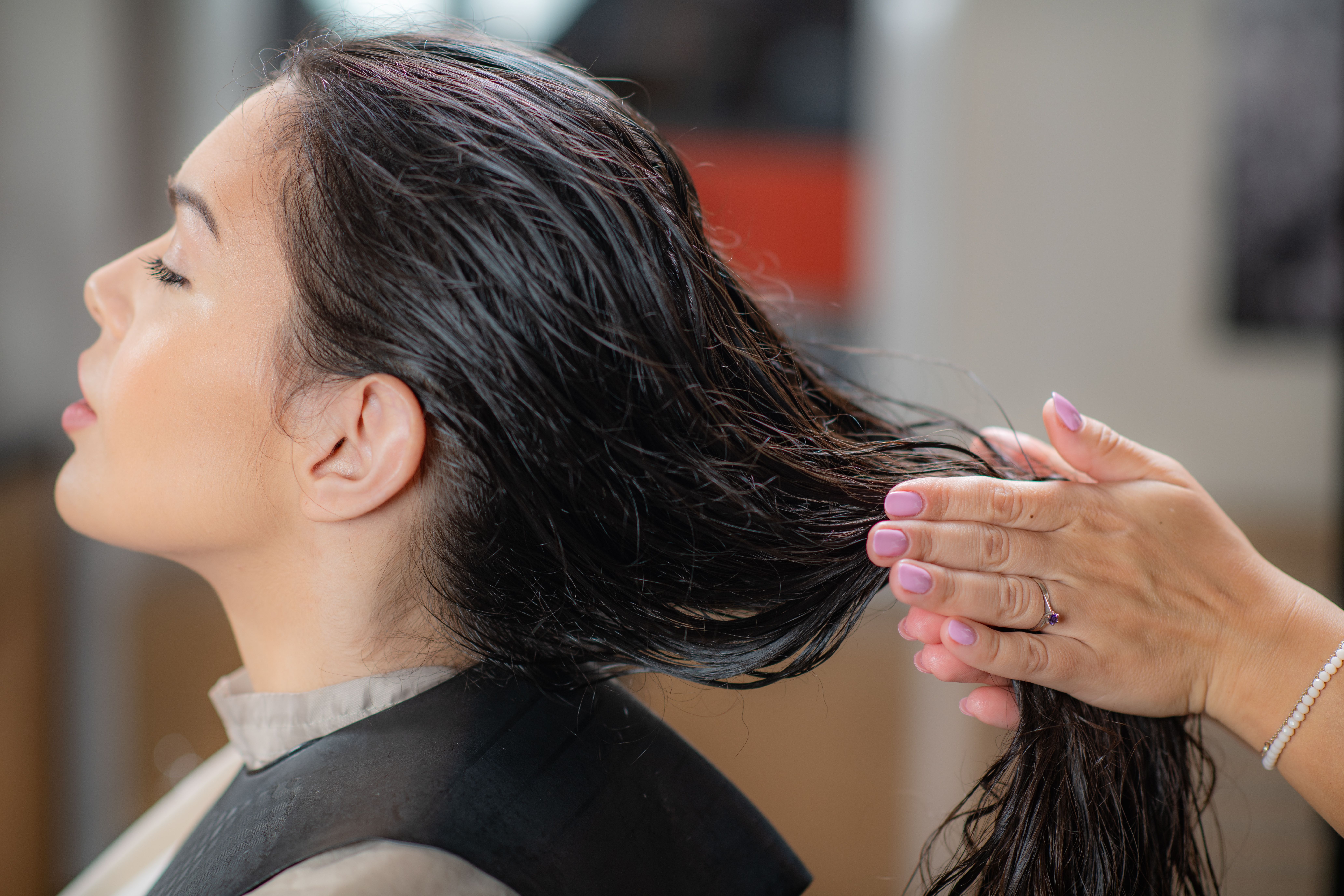 women flaunting long hair in winter